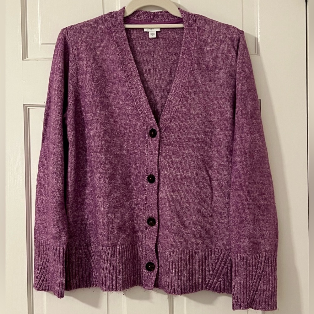 J. Jill Fuchsia Marle Cardigan, Size Medium, Like New!